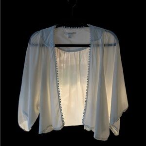 Miami Sheer White Blouse with Trim